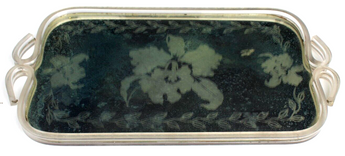 Vintage PLASTIC Mirror Perfume Jewelry Vanity Tray MCM Hollywood Regency