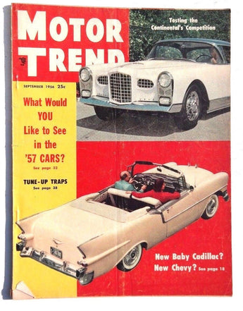 Vtg Hot Rat Rod Car Magazine - September 1956 MOTOR TREND (New Baby Cadillac)