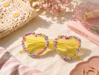 New Yellow Party Cake Yellow Sprinkle Heart Shaped Birthday Sunglasses