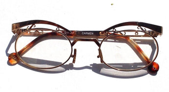 Vtg 1989 L.A. Eyeworks Retro Abstract Eyeglasses - XOX Carmen Gold 22KT Glasses