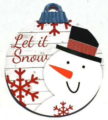 New Large Wood Snowman Ornament Christmas Sign Wall Plaque 10" Across