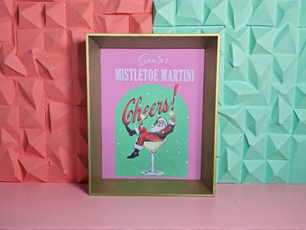 New Wood Retro Christmas Winter Santa Claus Martini Mistletoe Cocktail Bar Sign