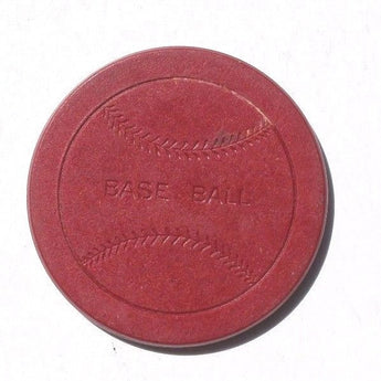 Vtg RARE Poker / Casino Chip - Red BASE BALL Baseball Motif (NCV) Origin Unknown