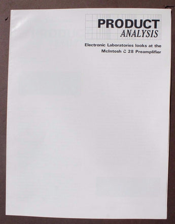 Vtg McIntosh C 28 Product Analysis (Owners Manual / Brochure)