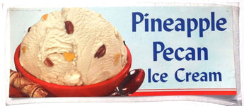 Vtg 1940 Pineapple Pecan Ice Cream Advertising Sign / Poster / Lithograph 8X20