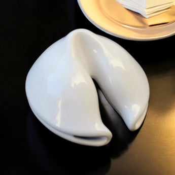 New Large Ceramic White Food Retro MCM Lucky Fortune Cookie Figure Room Decor