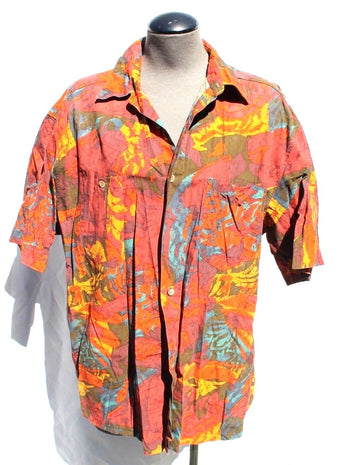 Vtg Mens New Man Retro Tribal New Wave Casual Button Down Collar Shirt Large