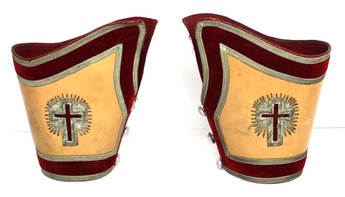 Vtg Antique Knights Templar Leather Gauntlet Masonic Regalia Masonic Knigh