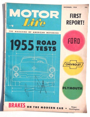 Vtg Hot Rat Rod Car Magazine - December 1954 MOTOR LIFE (Ford, Plymouth, Chevy)