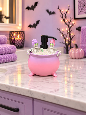 New Pastel Pink Best Friends In Hot Tub W/ Glitter Soap Dispenser Halloween