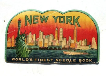 Antique Vtg Needle Book Sample Case Advertising New York Statue of Liberty