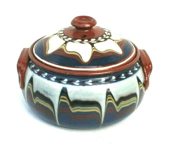 Vintage Hand Made Clay Casserole Dish Pottery