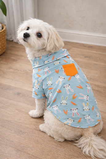 NEW Blue Boy Dog Apparel CLOTHING Easter Bunny Shirt W/ Bow Top NWT - Small