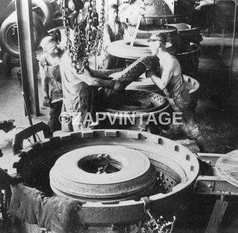 Vtg Antique 1900s Taking Automobile Tires From The Curing Pits Ohio Photo #2534