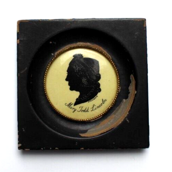RARE Antique 1900s Victorian Silhouette Mary Todd Lincoln Original Wall Art