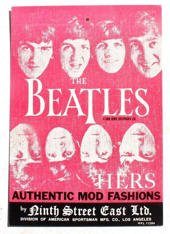 Vintage 1966 THE BEATLES HERS Authentic MOD FASHIONS Clothing Tag Ninth Street