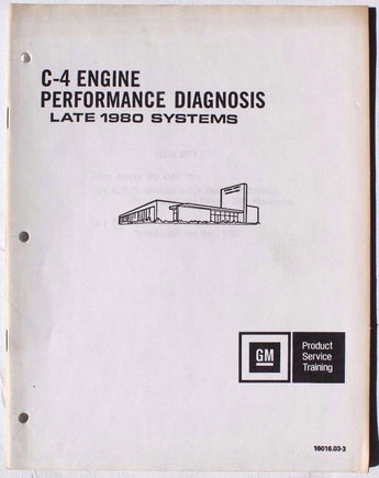 VTG GM C-4 Engine Performance Diagnosis - Late 1980 Systems MANUAL Booklet