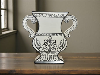New Black & White Victorian French Ceramic Flower Holder Favola Amphora Vase