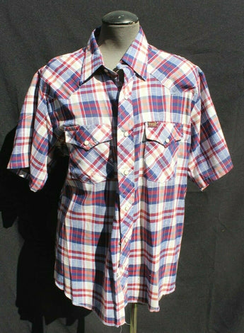 Vtg Men’s Wrangler Retro Country Western Stripped Cowboy Pearl Snap Shirt LRG