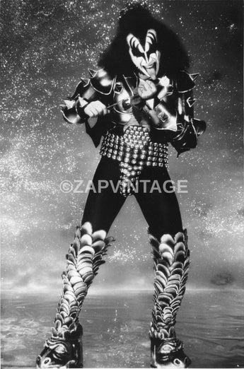Vtg 1970s Gene Simmons Concert Tour Preforming Kiss Band Music Photo #2406