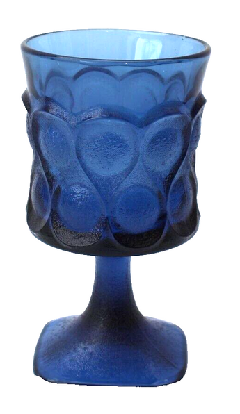 Vtg 1970s Retro MCM Noritake Spotlight Blue Wine Goblets Square Footed Glass Cup
