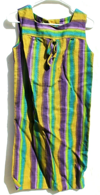 Vintage 1960s Retro Mod MCM Stripe Psychedelic Sleeveless Needle Dress