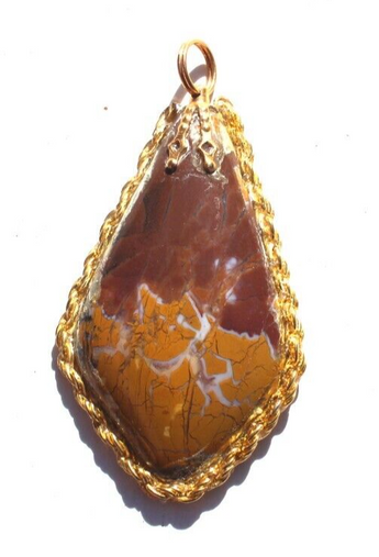 Vintage Gemstone (Agate Stone Geode Crystal) Necklace Pendant Jewelry