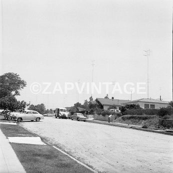 Vtg 1950s Neighborhood Street San Diego California Delivery Truck Photo #1703
