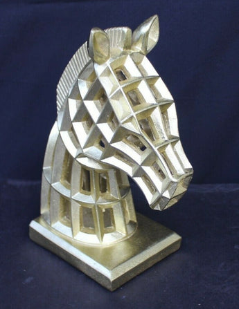 Gold Geometrical Abstract Lrg Horse Head Animal Figurine Bookend Statue Decor