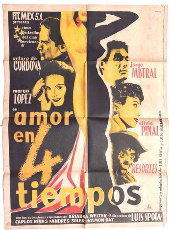 Vtg Mexican Movie Poster 1955 Amor En Cuatro Tiempos (Arturo De Cordova)