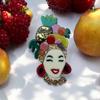 New 3D Acrylic Tutti Frutti Brooch Pin Women Figure Brooches Fashion Accessory