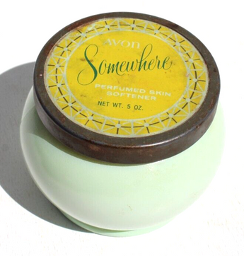 Vintage 1960s Avon Somewhere Perfumed Skin Softener Softening Balm Jar Empty