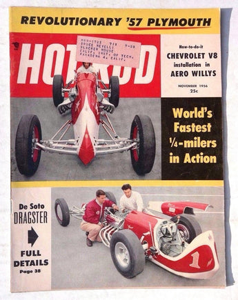Vtg Hot Rat Rod Car Magazine - November 1956 HOT ROD (Chevrolet V8)