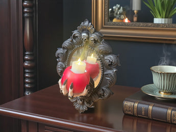New Halloween Spooky Night LED Lighted Candle Mirror Witch Hand W/ Poison Apple