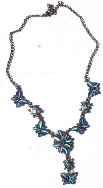 No Name Enamel Stone Butterfly Cocktail Chunky Necklace