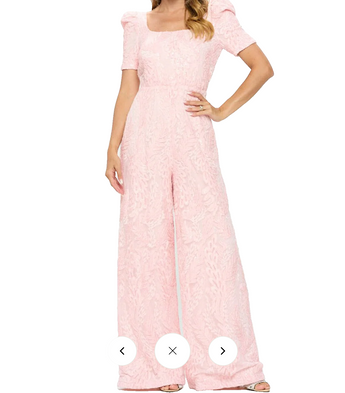 Women Pink Casual Cocktail Short Sleeve Wide Leg Pant Romper Jumpsuits S, M, L