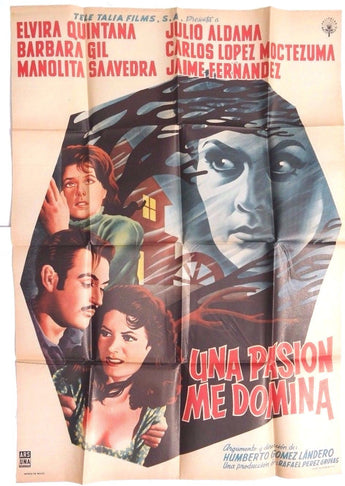 Vtg Mexican Movie Poster 1959 Una Pasion Me Domina (Elvira Quintana)