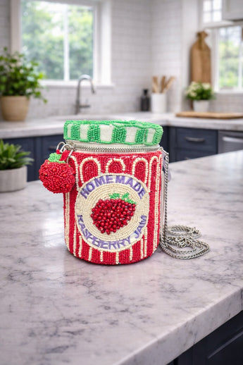 New Funky Homemade Raspberry Jam Beaded Bag Purse Clutch Viral TikTok India Gift