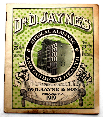 Antique Dr. D. Jayne's 1919 Medical Almanac and Guide to Health Booklet Magazine