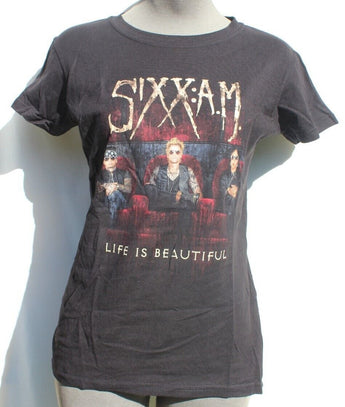 Women's SIXX AM Life Is Beautiful Official MERCH BAND CONCERT MUSIC T-SHIRT NOS