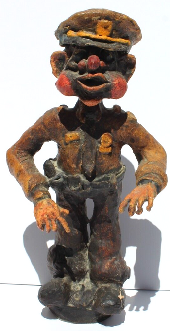 Vtg RARE Goofy Police Officer / Traffic Officer Art Figurine Statue Room Decor