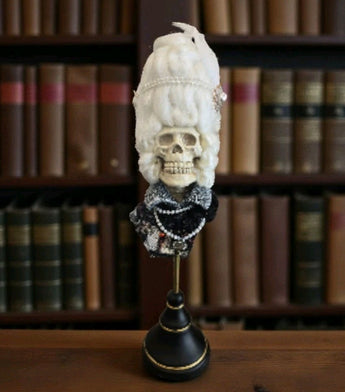 New Victoria Holiday Spooky Woman Skelton Head On a Stand Room Decor Prop