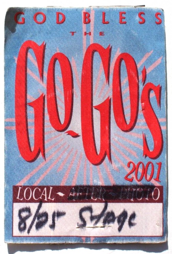 Vtg All Access Backstage Working CREW Pass VIP Sticker - 2001 The Go's Go's