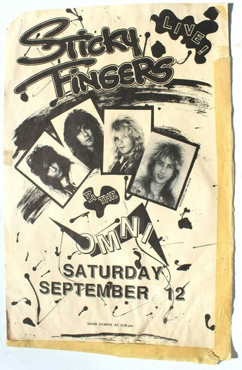 Vintage 1980s Sticky Fingers Live At The OMNI September 12 Concert Flyer