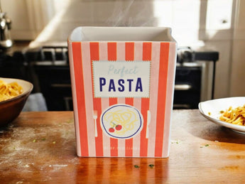 New Orange & White Stripped Perfect Pasta Book Country Kitchen Utensil Holder