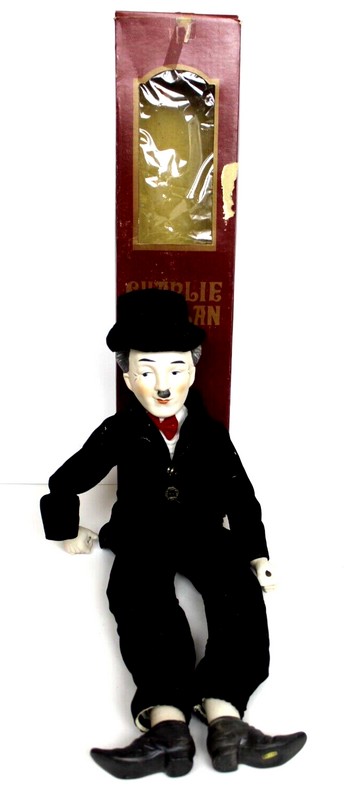 VINTAGE 1980s Charlie Chaplin Porcelain Doll 23" T.V. Movie Star Actor Taiwan