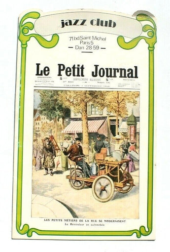 Vintage Jazz Club Le Petit Journal Die Cut Menu Saint Michel Paris France RARE