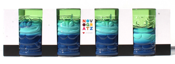 New 4 NOVOGRATZ Green Blue Acrylic Tropical Tiki 22oz Tumbler Glasses