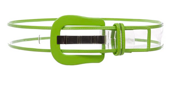 Women's Retro Buckle Color-Trimmed Patent Leather Green Fashion Jelly Clear Belt