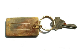 RARE Vintage Brass Hyatt Hong Kong Motel ROOM KEY / CHAIN